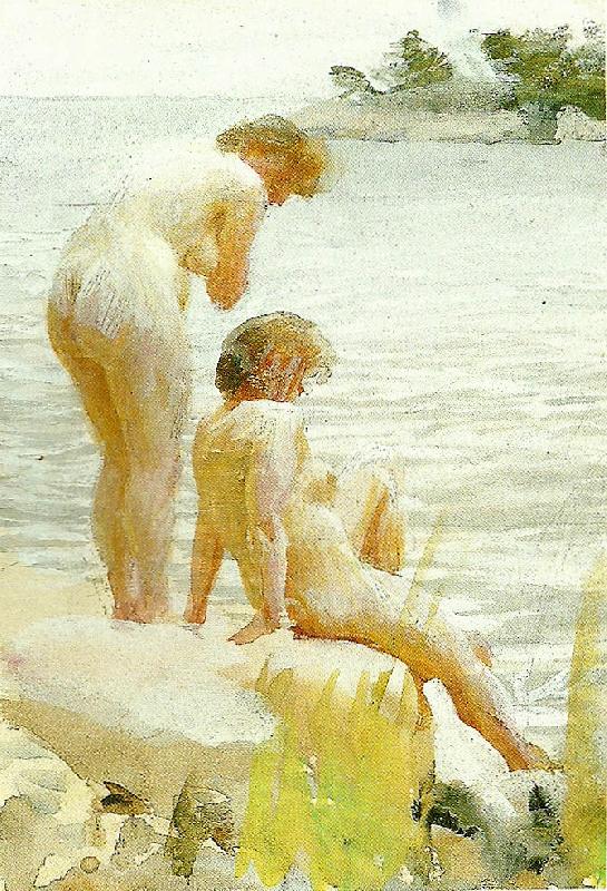 Anders Zorn tva flickor pa klipphall Germany oil painting art